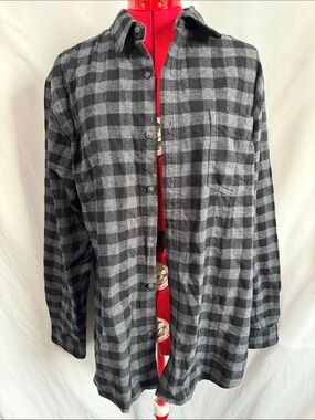 Amazon Essentials Black and Gray Plaid Button-Up Shirt